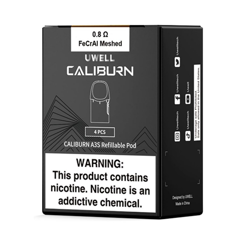 Uwell Caliburn A3S Kartuş 0.8 ohm FeCrAl Meshed Pod 4'lü Paket